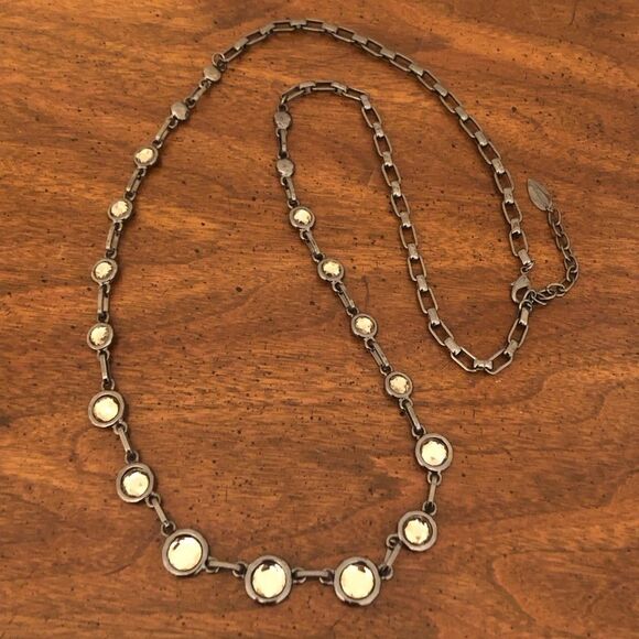 Coldwater Creek Jewelry - Coldwater Creek | Gunmetal Necklace with Topaz Rhinestones | 36” Adjustable